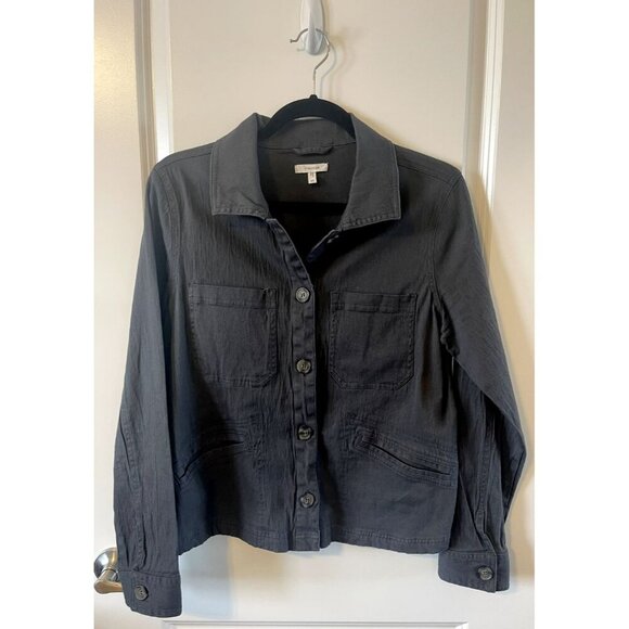 Maurice’s Charcoal Grey Cotton Structured Button Up Casual Jacket M Pockets - Picture 1 of 7